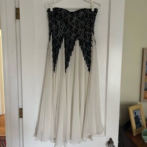 Free people Freda White & Black strapless lace chiffon maxi dress